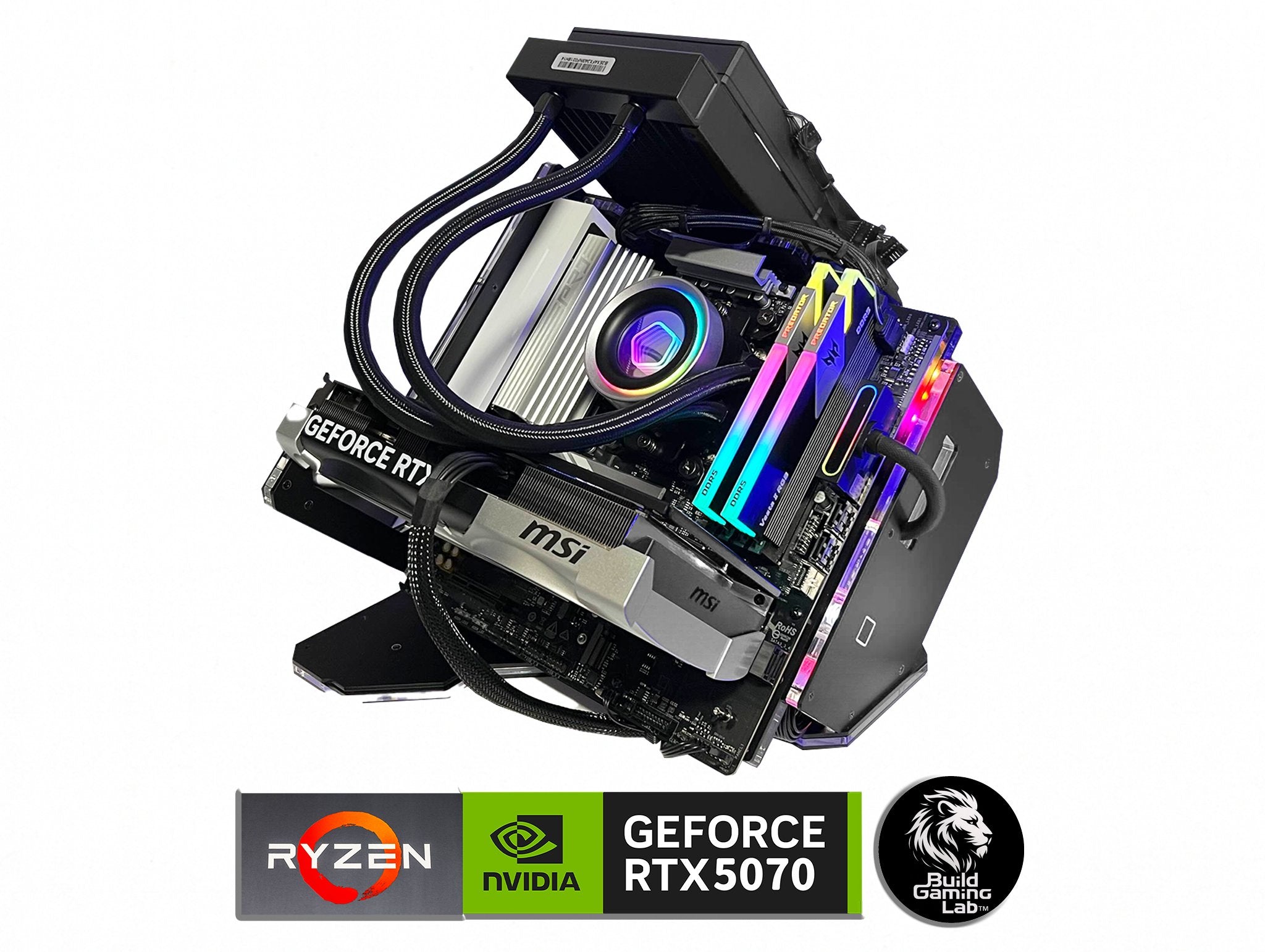 ゲーミングPC Ryzen 5 7600X RTX5070 メモリ16GB BuildGamingLab｜RTX5070 Ryzen5 7600X 搭載 オープンフレームPC